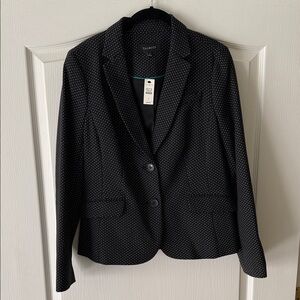 Talbots Women's Black Blazer with White Dots